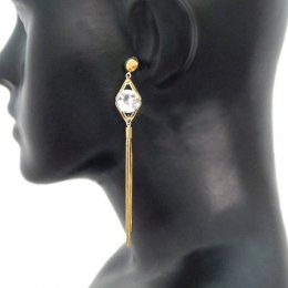 Golden Drop Earrings With A D Stones Golden Drop Earrings With A D Stones