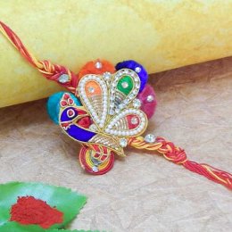 Magnifying Peacock Zardosi Work Rakhi Magnifying Peacock Zardosi Work Rakhi
