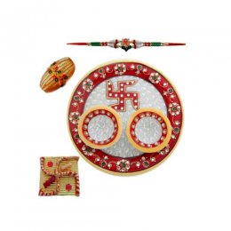 Swastika Marble Puja Thali - UK Delivery Only Swastika Marble Puja Thali - UK Delivery Only