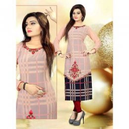 Graceful Cream and Nevy Blue Designer Kurti Graceful Cream and Nevy Blue Designer Kurti