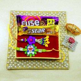 Square Modish & Attractive Rakhi Thali - USA Delivery Only Square Modish & Attractive Rakhi Thali - USA Delivery Only