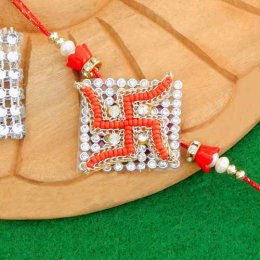 Beaded Swastika Rakhi Beaded Swastika Rakhi