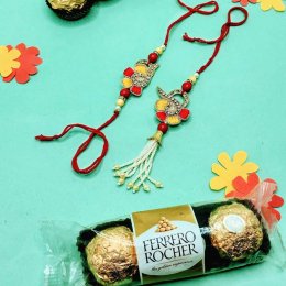 Ferrero Rocher With Bhaiya Bhabhi Rakhi Set - USA Direct Ferrero Rocher With Bhaiya Bhabhi Rakhi Set - USA Direct