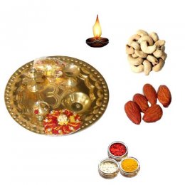 Brass Pooja Thali With Dry Fruits - 11068 - Singapore Delivery Brass Pooja Thali With Dry Fruits - 11068 - Singapore Delivery