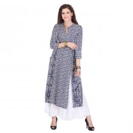 Inspiring Blue and White Designer Kurti Inspiring Blue and White Designer Kurti