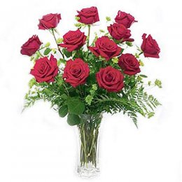 Dozen Red Roses In Vase - Portugal Delivery Only Dozen Red Roses In Vase - Portugal Delivery Only