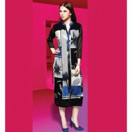 Viva N Diva Black and White Colored Rayon Printed Kurti Viva N Diva Black and White Colored Rayon Printed Kurti