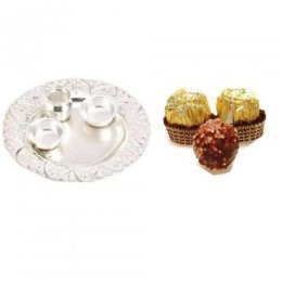 Pristine German Silver Thali with Ferrero Rocher Hazelnut Pristine German Silver Thali with Ferrero Rocher Hazelnut