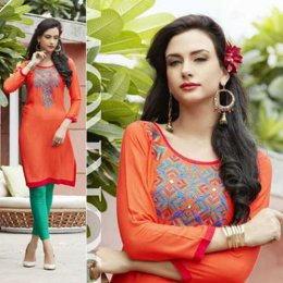 Charming Orange Designer Kurti Charming Orange Designer Kurti