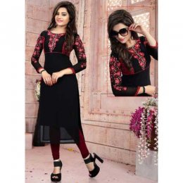 Black Color with Embroidery Work Incredible Readymade Kurti Black Color with Embroidery Work Incredible Readymade Kurti
