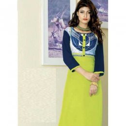 Yellow & Nevy Blue Color Rayon Printed Stitched Kurti Yellow & Nevy Blue Color Rayon Printed Stitched Kurti