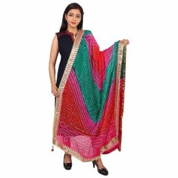 Bandhani Dupatta Blue with Zari Border Bandhani Dupatta Blue with Zari Border