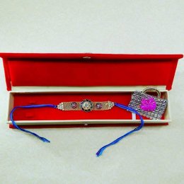 Splendid Floral Swastik Rakhi With Gift Box Splendid Floral Swastik Rakhi With Gift Box