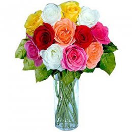 12 Short Stem Mixed Roses - Azerbaijan Delivery Only 12 Short Stem Mixed Roses - Azerbaijan Delivery Only
