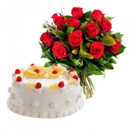 Red Roses & Cake Combo - India Delivery Only Red Roses & Cake Combo - India Delivery Only