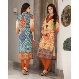 Charming Orange and Cream Designer Kurti Charming Orange and Cream Designer Kurti