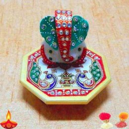 Meenakari Lord Ganesh On Marbel Chowki Meenakari Lord Ganesh On Marbel Chowki