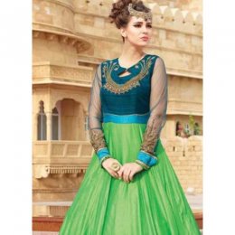 Silk Fabric Green Color Readymade Gown Silk Fabric Green Color Readymade Gown