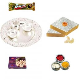 German Silver Thali Hamper with Sweets German Silver Thali Hamper with Sweets
