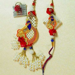 Angelic Peacock Rakhi Lumba Set Angelic Peacock Rakhi Lumba Set