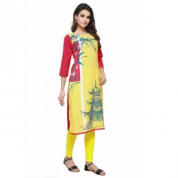 Cool Yellow and Red Designer Kurti Cool Yellow and Red Designer Kurti