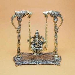 White Metal Lord Ganesh On Jhoola White Metal Lord Ganesh On Jhoola