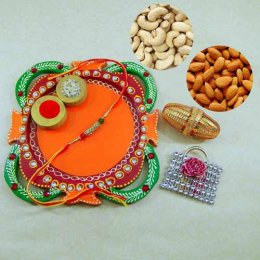 Multi Colored Rakhi Thali with Kaju / Badam - CANADA Delivery Multi Colored Rakhi Thali with Kaju / Badam - CANADA Delivery
