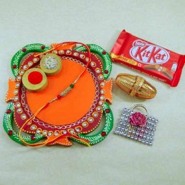 Multi Colored Rakhi Thali - Canada Delivery Only Multi Colored Rakhi Thali - Canada Delivery Only