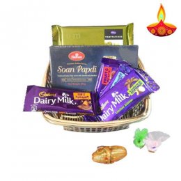 Chocolate & Sonpapdi Hamper With Basket Chocolate & Sonpapdi Hamper With Basket