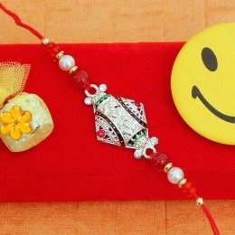 White Metal Diamond Rakhi White Metal Diamond Rakhi