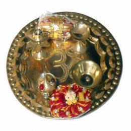 Designer Brass Puja Thali Designer Brass Puja Thali