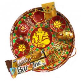 Ganesh Puja Thali With Choclates Ganesh Puja Thali With Choclates