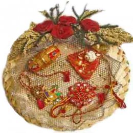 Cane Rakhi Puja Thali Hamper 8 Cane Rakhi Puja Thali Hamper 8